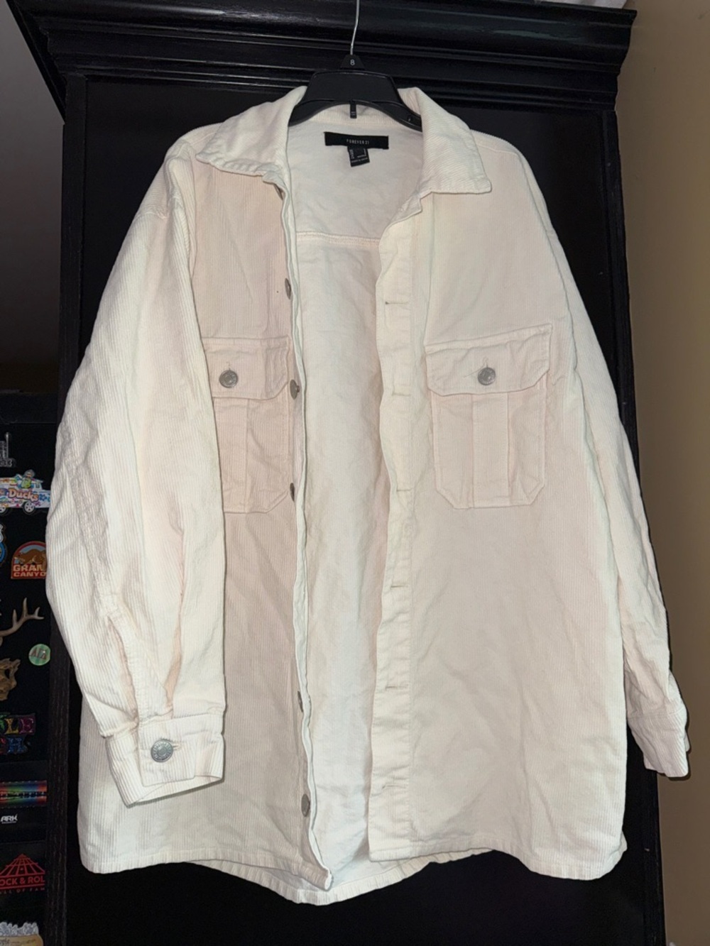 Light ivory Corduroy Button-Up oversized Shacket S